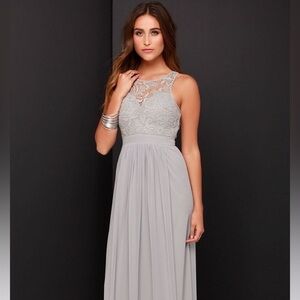 Anthropologie Guipre Lace Gray Sleeveless A Line Cocktail Semi Formal Dress SM